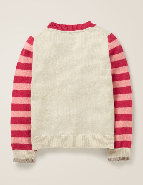 Pullover Mit Festlichen Freunden - Ecru Meliert, Rotkehlchen Pullover Mit Festlichen Freunden - Ecru Meliert, Rotkehlchen