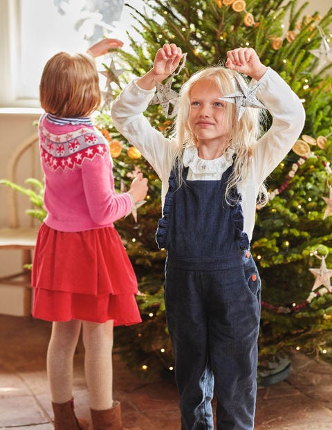 Chunky Cord Frill Overalls - Navy Chunky Cord Frill Overalls - Navy