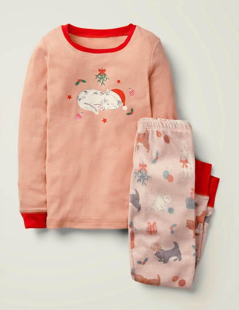 Cosy Long John Pajamas - Provence Dusty Pink Kittens Cosy Long John Pajamas - Provence Dusty Pink Kittens