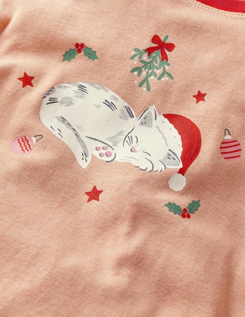 Cosy Long John Pajamas - Provence Dusty Pink Kittens Cosy Long John Pajamas - Provence Dusty Pink Kittens