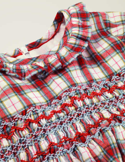 Cosy Smocked Check Dress - Ivory/Bright Pink Check Cosy Smocked Check Dress - Ivory/Bright Pink Check