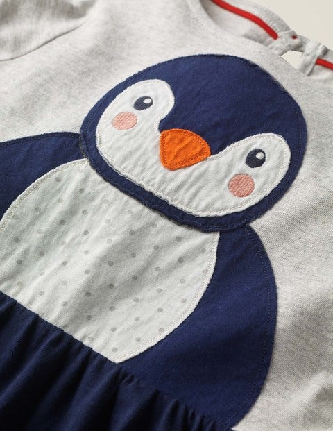 Festliches Kleid Mit Großer Applikation - Dunkelblau, Pinguin Festliches Kleid Mit Großer Applikation - Dunkelblau, Pinguin