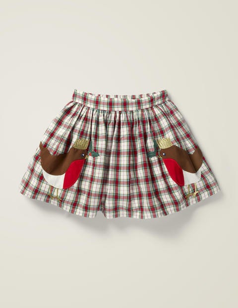 Festive Check Skirt - Rockabilly Red Check/Robins Festive Check Skirt - Rockabilly Red Check/Robins