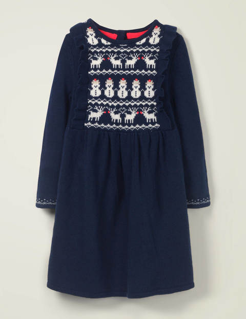Cosy Fair Isle Knitted Dress - College Blue Cosy Fair Isle Knitted Dress - College Blue