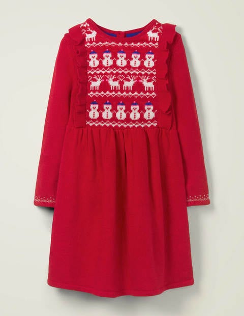 Gemütliches Fair-Isle-Strickkleid - Rockabilly-Rot Gemütliches Fair-Isle-Strickkleid - Rockabilly-Rot