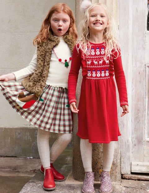Gemütliches Fair-Isle-Strickkleid - Rockabilly-Rot Gemütliches Fair-Isle-Strickkleid - Rockabilly-Rot