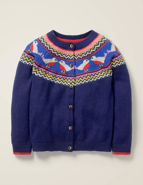 Cosy Fair Isle Cardigan - College Blue Robins Cosy Fair Isle Cardigan - College Blue Robins