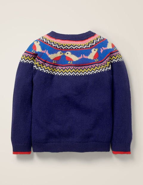 Cosy Fair Isle Cardigan - College Blue Robins Cosy Fair Isle Cardigan - College Blue Robins