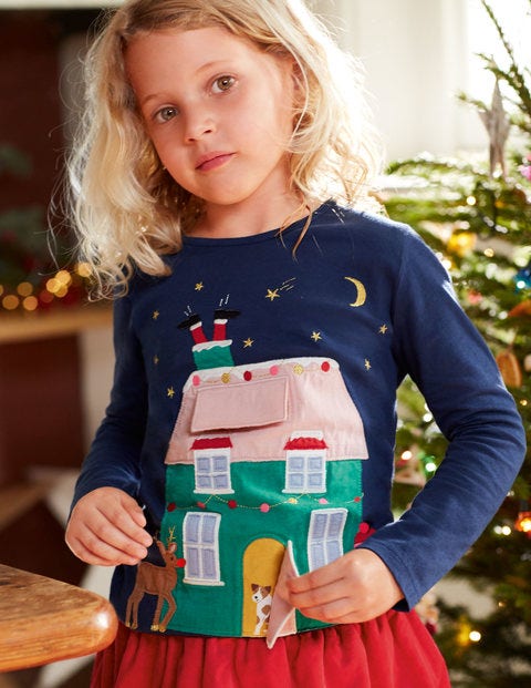 Lift The Flap Festive Tshirt - College Blue House Lift The Flap Festive Tshirt - College Blue House