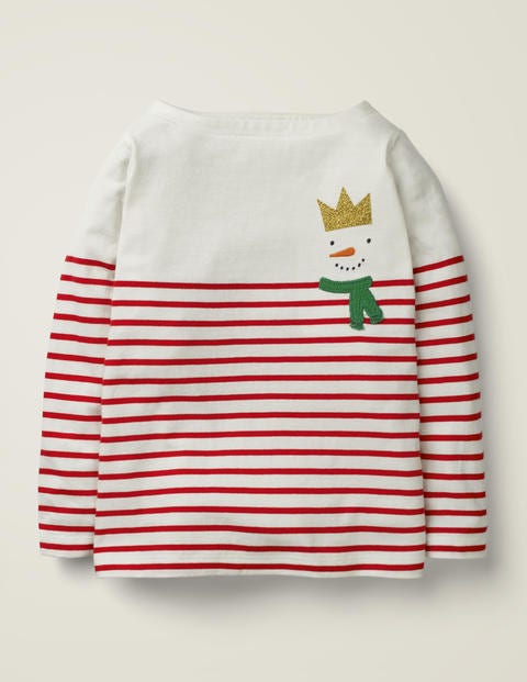 Festive Appliqué Breton - Rockabilly Red/Ivory Snowman Festive Appliqué Breton - Rockabilly Red/Ivory Snowman