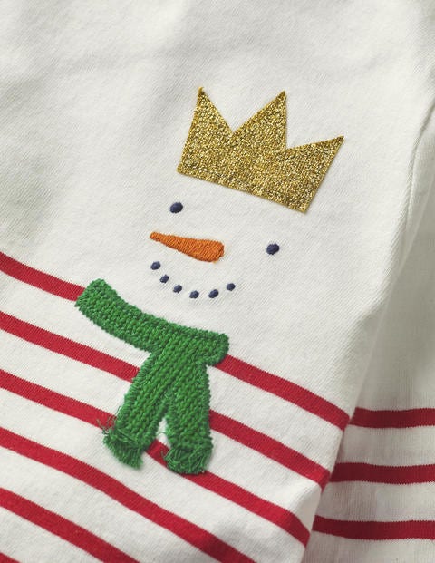 Festive Appliqué Breton - Rockabilly Red/Ivory Snowman Festive Appliqué Breton - Rockabilly Red/Ivory Snowman