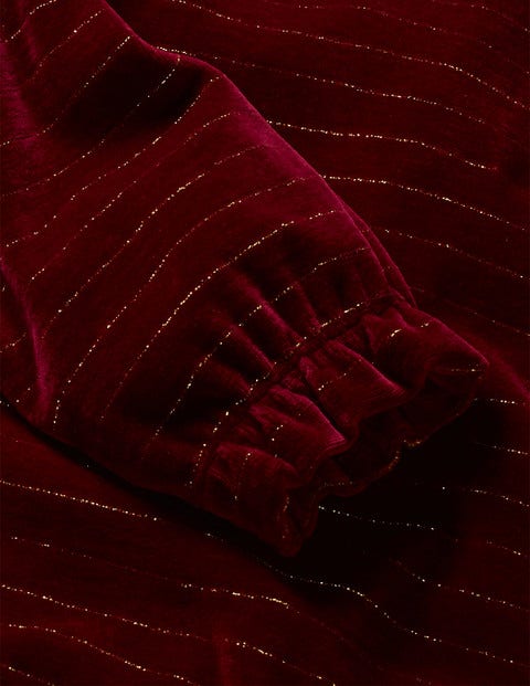 Sparkle Stripe Velvet Dress - Bramble Red/ Gold Sparkle Stripe Velvet Dress - Bramble Red/ Gold