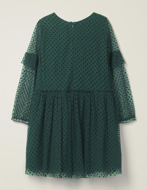 Partykleid Mit Geflockten Punkten - Dunkles Smaragdgrün Partykleid Mit Geflockten Punkten - Dunkles Smaragdgrün
