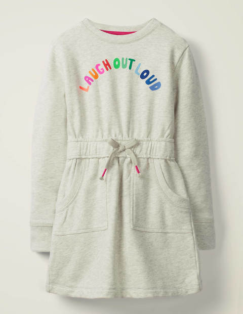 Slogan Sweatshirt Dress - Grey Marl Slogan Sweatshirt Dress - Grey Marl