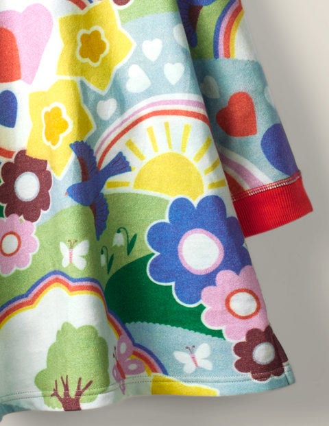 Cosy Printed Sweatshirt Dress - Multi Springtime Cosy Printed Sweatshirt Dress - Multi Springtime