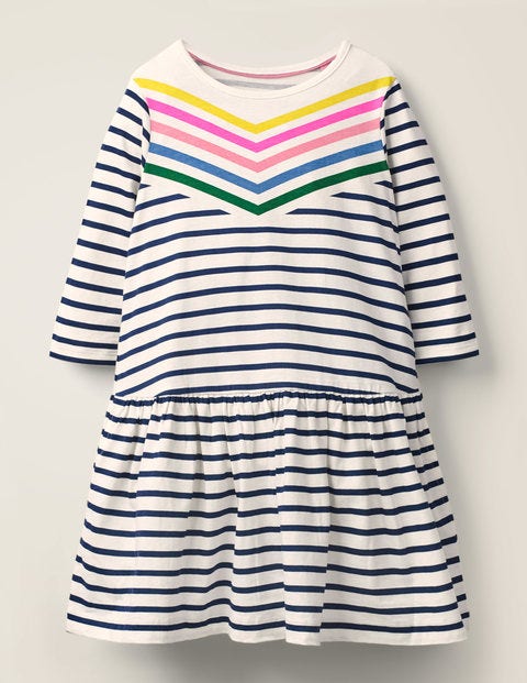 Stripy Jersey Dress - Rainbow Chevron Stripe Stripy Jersey Dress - Rainbow Chevron Stripe