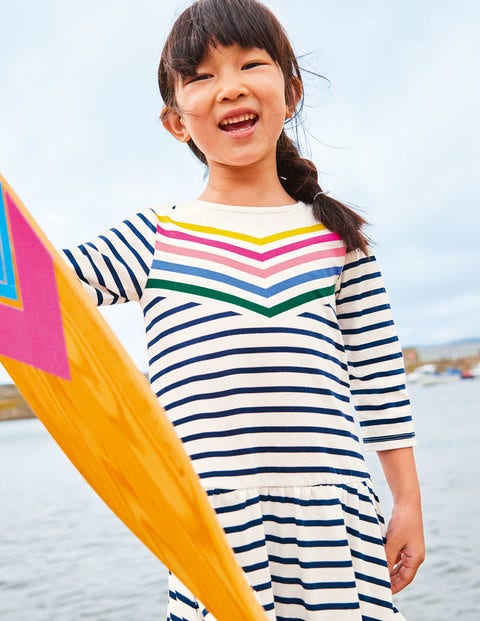 Stripy Jersey Dress - Rainbow Chevron Stripe Stripy Jersey Dress - Rainbow Chevron Stripe