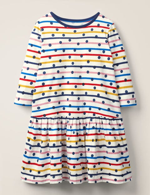 Stripy Jersey Dress - Rainbow Stripe/Navy Spot Stripy Jersey Dress - Rainbow Stripe/Navy Spot