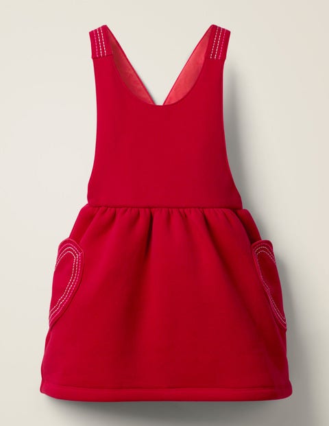 Heart Pocket Cosy Pinafore - Summer Poppy Red Heart Pocket Cosy Pinafore - Summer Poppy Red