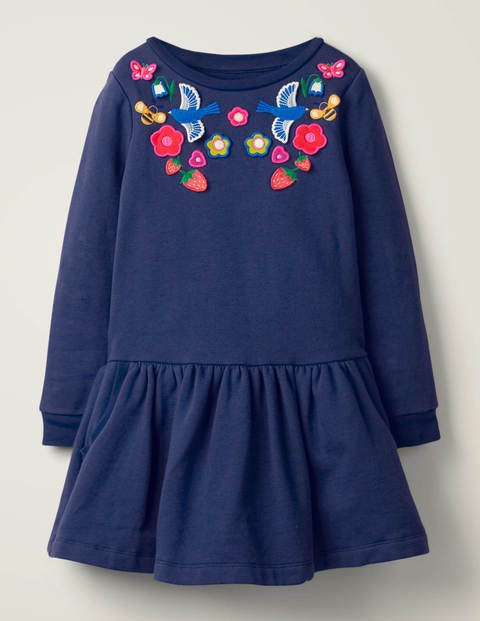 Bequemes Kleid Mit Applikation - Schuluniform-Navy Bequemes Kleid Mit Applikation - Schuluniform-Navy