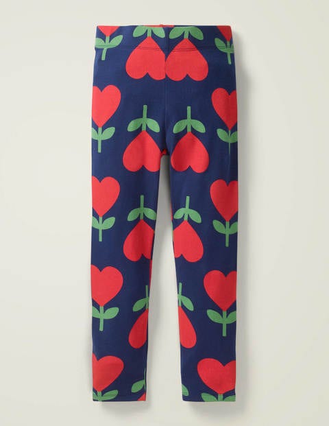 Fun Leggings - College Navy Heart Flowers Fun Leggings - College Navy Heart Flowers