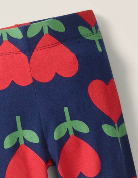 Fun Leggings - College Navy Heart Flowers Fun Leggings - College Navy Heart Flowers