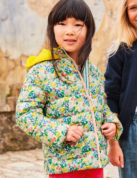Lightweight Puffer Jacket - Ivory Spring Floral Lightweight Puffer Jacket - Ivory Spring Floral