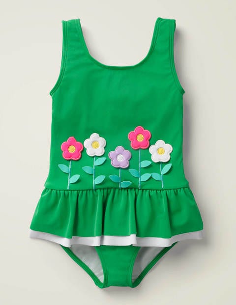 Novelty Appliqué Swimsuit - Shamrock Green Flowers Novelty Appliqué Swimsuit - Shamrock Green Flowers