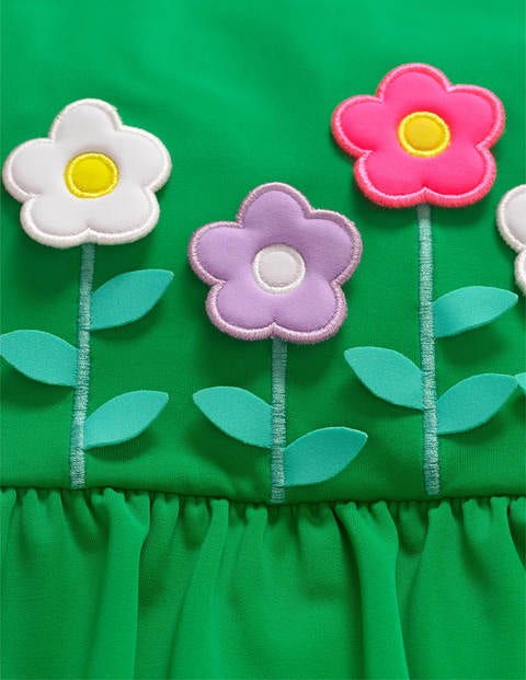 Novelty Appliqué Swimsuit - Shamrock Green Flowers Novelty Appliqué Swimsuit - Shamrock Green Flowers