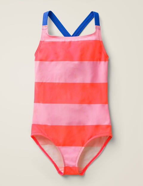 Cross-Back Swimsuit - Shocking Red/Pink Bloom Cross-Back Swimsuit - Shocking Red/Pink Bloom
