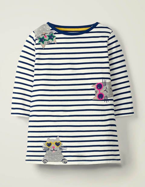 Appliqué Pet Tunic - College Navy/Ivory Cats Appliqué Pet Tunic - College Navy/Ivory Cats