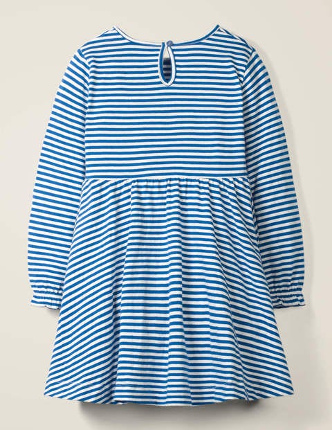 Jerseykleid Mit Lustiger Applikation - Hellblau, Regenbogen, Gestreift Jerseykleid Mit Lustiger Applikation - Hellblau, Regenbogen, Gestreift