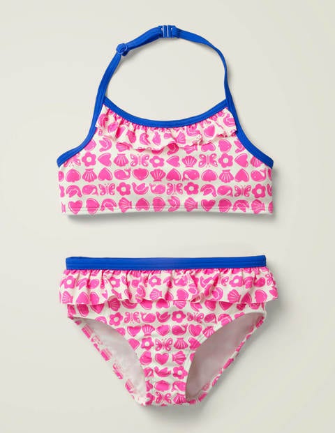 Halterneck Bikini Set - Neon Pink Maritime Geo Halterneck Bikini Set - Neon Pink Maritime Geo