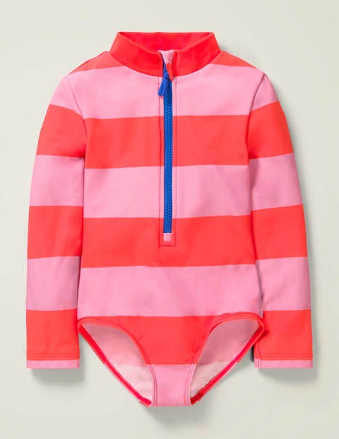 Long-Sleeved Swimsuit - Shocking Red/Pink Bloom Long-Sleeved Swimsuit - Shocking Red/Pink Bloom