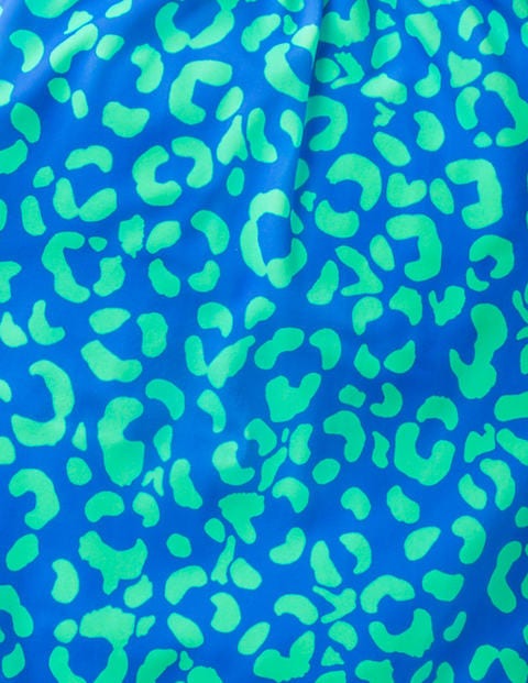 Printed Low-Back Swimsuit - Oasis Blue Leopard Spots Printed Low-Back Swimsuit - Oasis Blue Leopard Spots