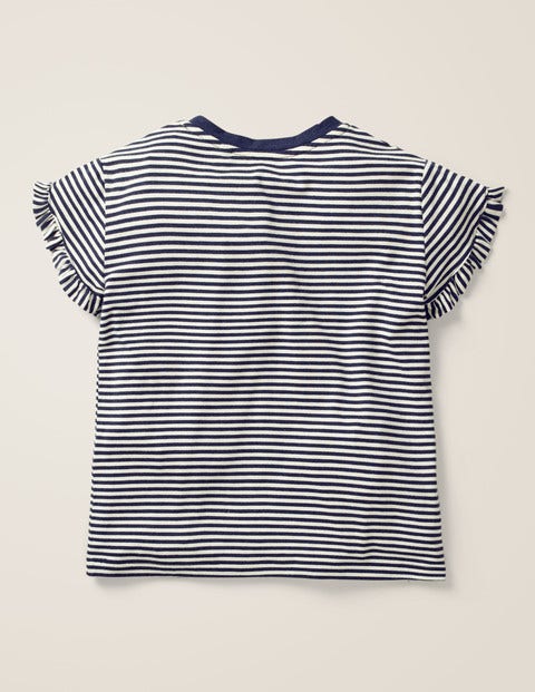 Frill Wrap Sleeve Top - Navy/Ecru Stripe Frill Wrap Sleeve Top - Navy/Ecru Stripe