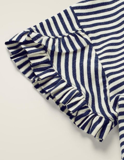 Frill Wrap Sleeve Top - Navy/Ecru Stripe Frill Wrap Sleeve Top - Navy/Ecru Stripe