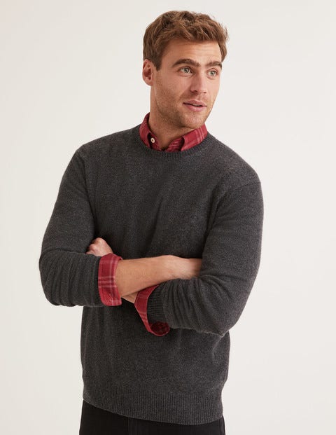 Cashmere Crew Neck - Dark Grey Marl Cashmere Crew Neck - Dark Grey Marl