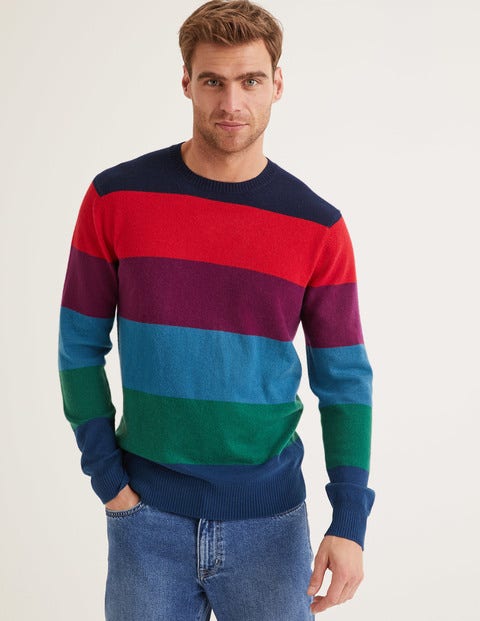 Cashmere Crew Neck - Rainbow Stripe Cashmere Crew Neck - Rainbow Stripe