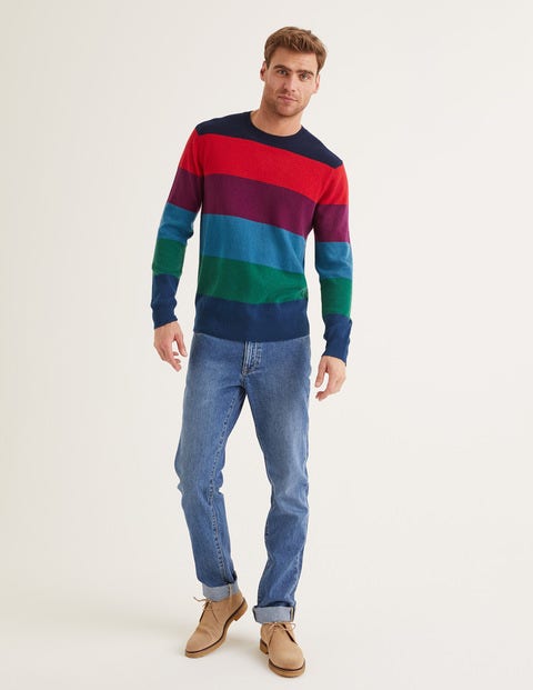 Cashmere Crew Neck - Rainbow Stripe Cashmere Crew Neck - Rainbow Stripe