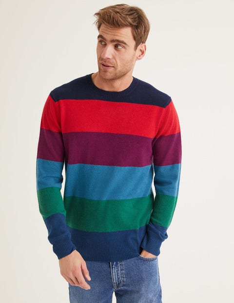 Cashmere Crew Neck - Rainbow Stripe Cashmere Crew Neck - Rainbow Stripe