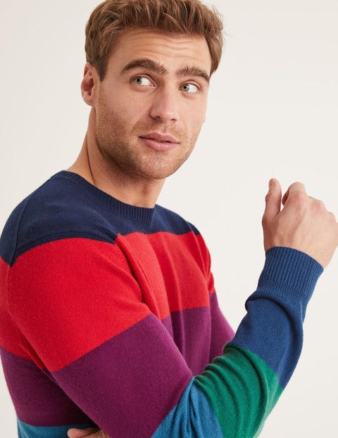 Cashmere Crew Neck - Rainbow Stripe Cashmere Crew Neck - Rainbow Stripe
