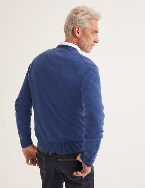 Pull Col V En Cachemire - Bleu océan profond Pull Col V En Cachemire - Bleu océan profond