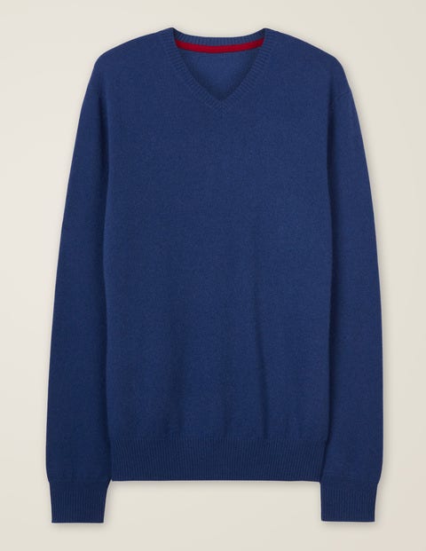 Pull Col V En Cachemire - Bleu océan profond Pull Col V En Cachemire - Bleu océan profond