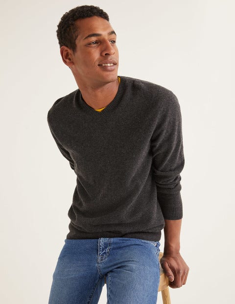 Pull Col V En Cachemire - Gris chiné foncé Pull Col V En Cachemire - Gris chiné foncé