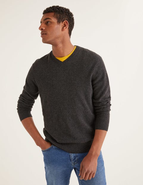 Pull Col V En Cachemire - Gris chiné foncé Pull Col V En Cachemire - Gris chiné foncé