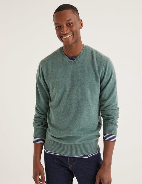 Cashmere V-Neck - Laurel Green Cashmere V-Neck - Laurel Green