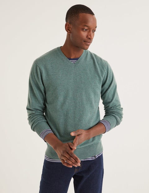Cashmere V-Neck - Laurel Green Cashmere V-Neck - Laurel Green