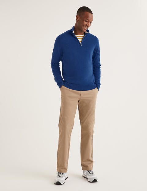 Pull Partiellement Zippé En Cachemire - Bleu océan profond Pull Partiellement Zippé En Cachemire - Bleu océan profond