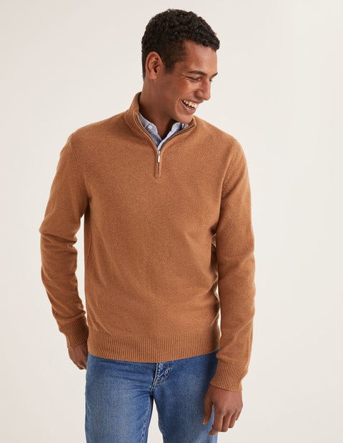 Pull Partiellement Zippé En Cachemire - Blé doré Pull Partiellement Zippé En Cachemire - Blé doré